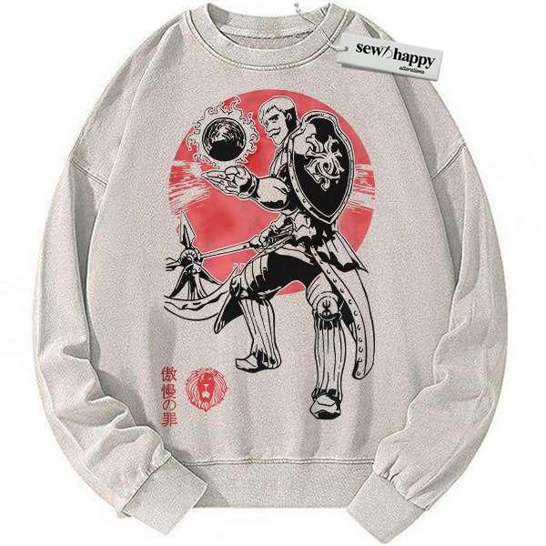 Wash Sweatshirt Escanor Sweatshirt, Seven Deadly Sins Sweatshirt, Anime Sweatshirt, Vintage Sweater