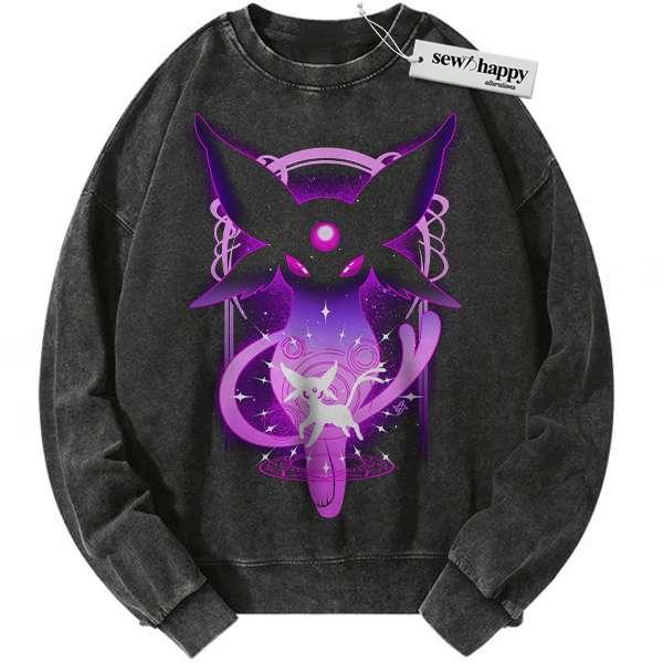 Wash Sweatshirt Espeon Sweatshirt, Pokemon Sweatshirt, PKM Sweatshirt, Anime Sweatshirt, Vintage Sweater