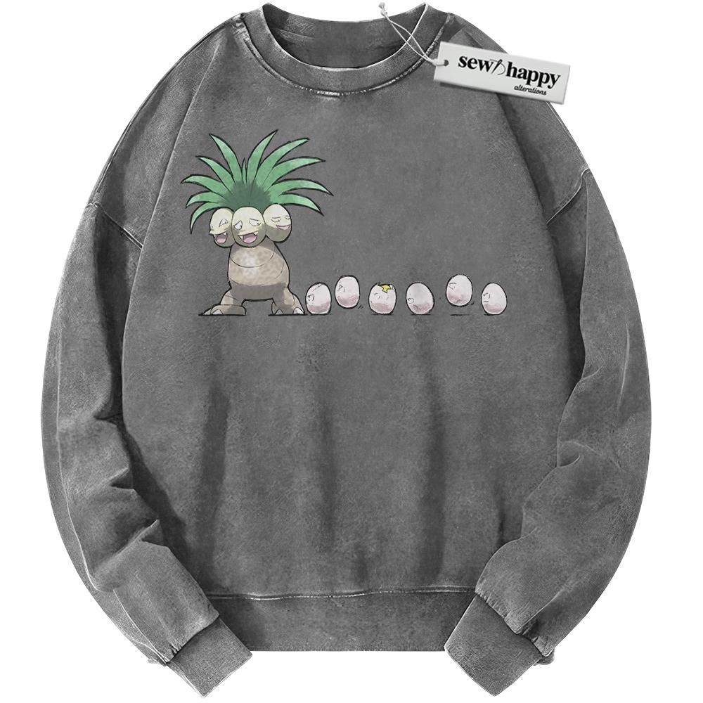 Wash Sweatshirt Exeggutor Sweatshirt, Pokemon Sweatshirt, PKM Sweatshirt, Anime Sweatshirt, Vintage Sweater
