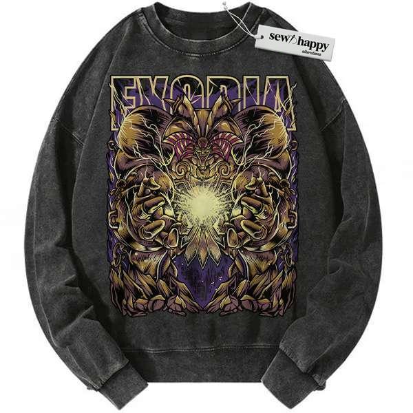 Wash Sweatshirt Exodia Sweatshirt, Anime Sweatshirt, Vintage Sweater