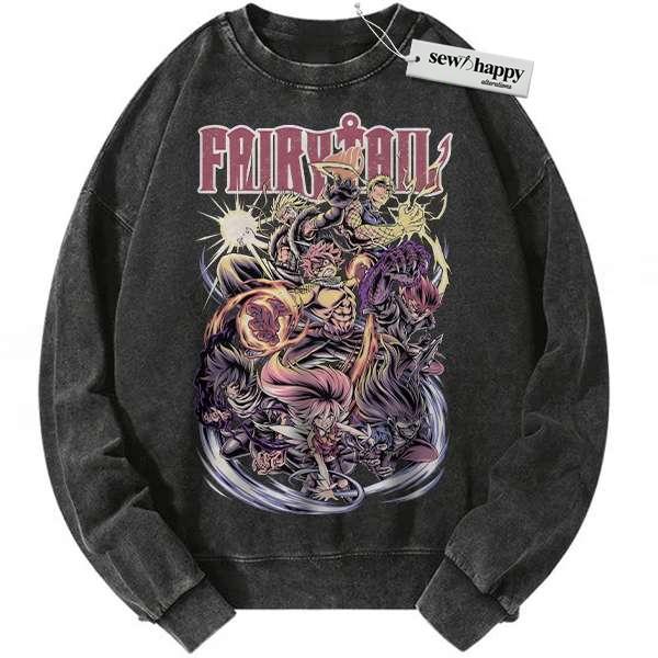 Wash Sweatshirt Fairy Tail Sweatshirt, Anime Sweatshirt, Vintage Sweater