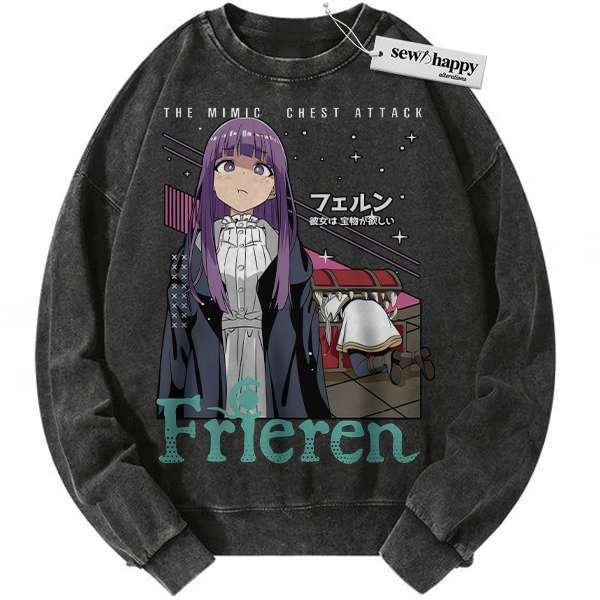 Wash Sweatshirt Fern Sweatshirt, Frieren: Beyond Journey's End Sweatshirt, Anime Sweatshirt, Vintage Sweatshirt