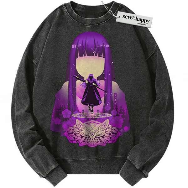 Wash Sweatshirt Fern Sweatshirt, Frieren: Beyond Journey's End Sweatshirt, Anime Sweatshirt, Vintage Sweatshirt