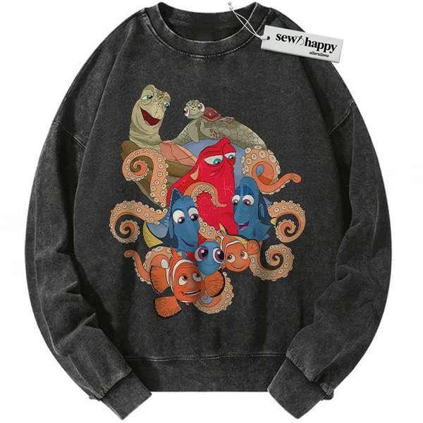 Wash Sweatshirt Finding Nemo Sweatshirt, Finding Dory Sweatshirt, Animated Sweatshirt, Vintage Sweatshirt