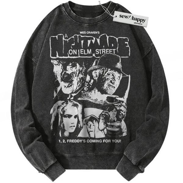 Wash Sweatshirt Freddy Krueger Sweatshirt, A Nightmare on Elm Street Sweatshirt, Horror Movie Sweatshirt, Halloween Sweatshirt, Vintage Sweatshirt