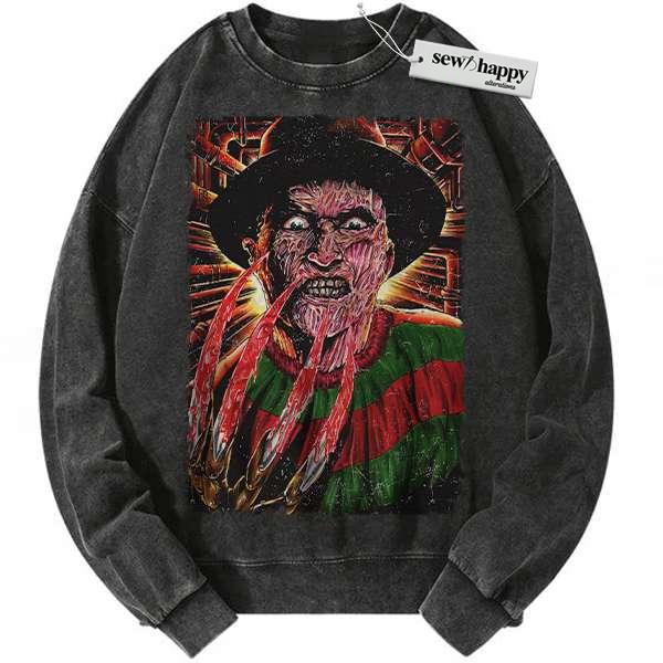 Wash Sweatshirt Freddy Krueger Sweatshirt, A Nightmare on Elm Street Sweatshirt, Horror Movie Sweatshirt, Vintage Sweater