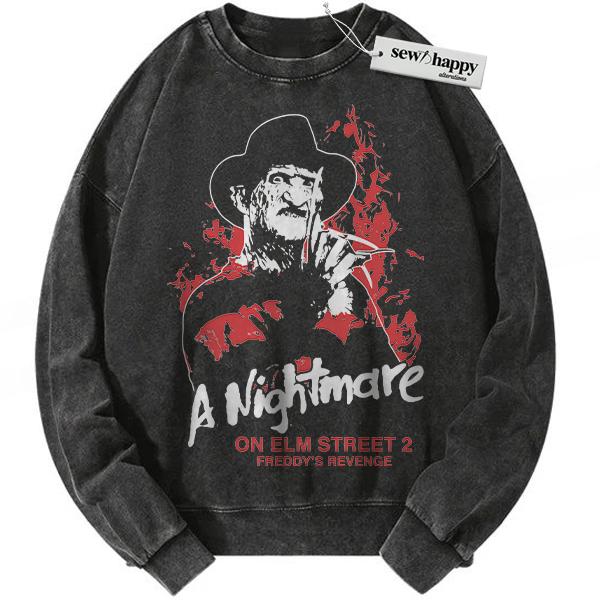 Wash Sweatshirt Freddy Krueger Sweatshirt, A Nightmare on Elm Street Sweatshirt, Horror Movie Sweatshirt, Vintage Sweater