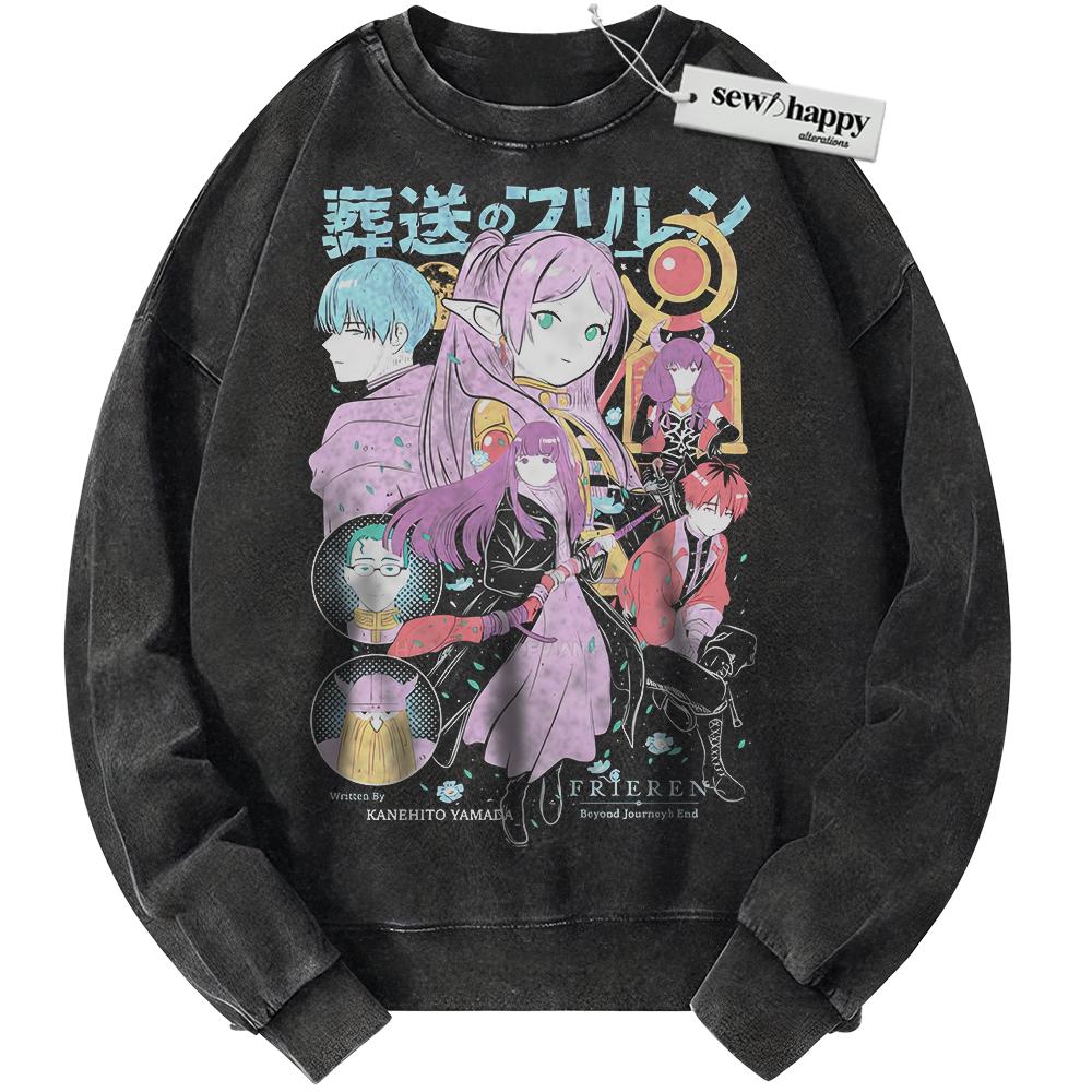 Wash Sweatshirt Frieren: Beyond Journey's End Sweatshirt, Anime Sweatshirt, Vintage Sweater
