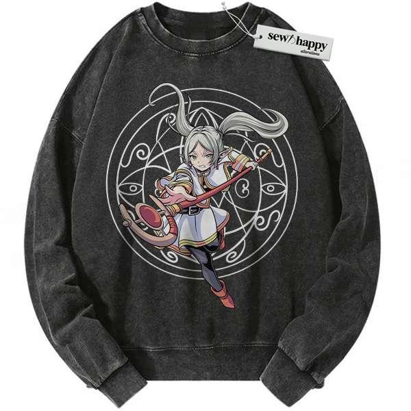 Wash Sweatshirt Frieren: Beyond Journey's End sweatshirt, Anime sweatshirt, Vintage Sweater