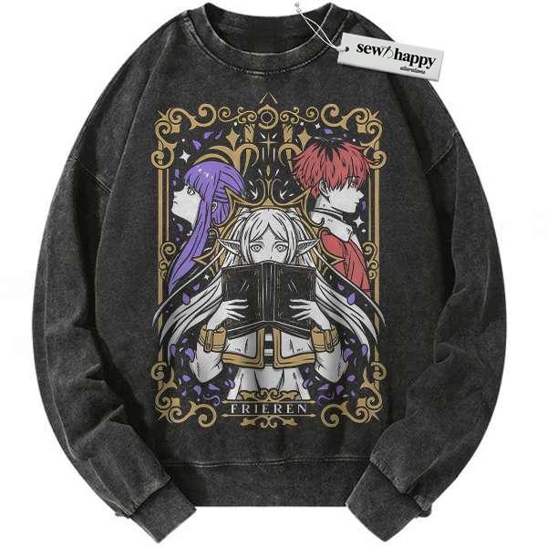 Wash Sweatshirt Frieren: Beyond Journey's End Sweatshirt, Anime Sweatshirt, Vintage Sweater