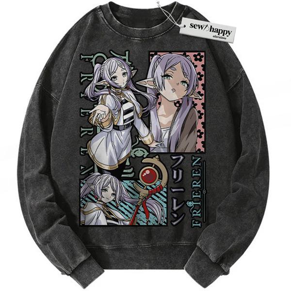 Wash Sweatshirt Frieren: Beyond Journey's End Sweatshirt, Anime Sweatshirt, Vintage Sweater