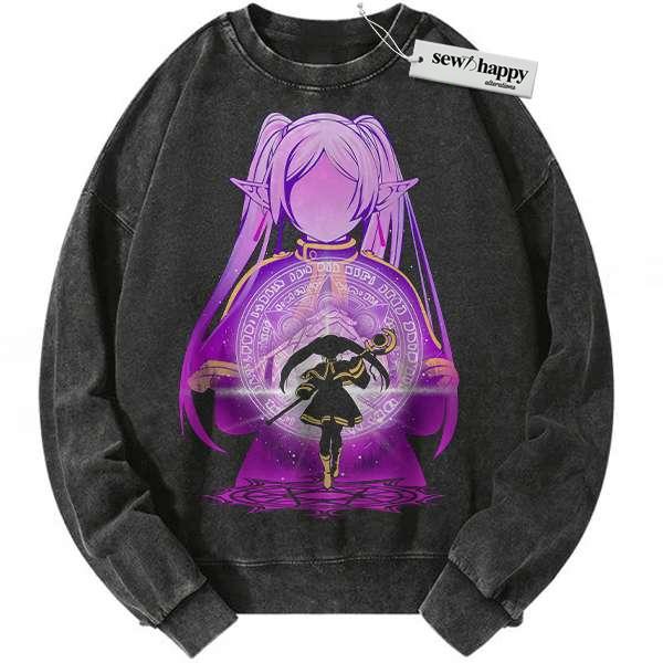 Wash Sweatshirt Frieren: Beyond Journey's End Sweatshirt, Anime Sweatshirt, Vintage Sweater