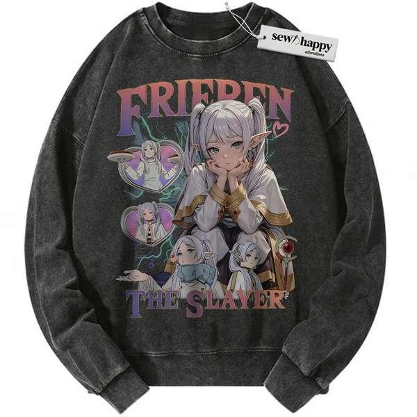Wash Sweatshirt Frieren: Beyond Journey's End Sweatshirt, Anime Sweatshirt, Vintage Sweatshirt
