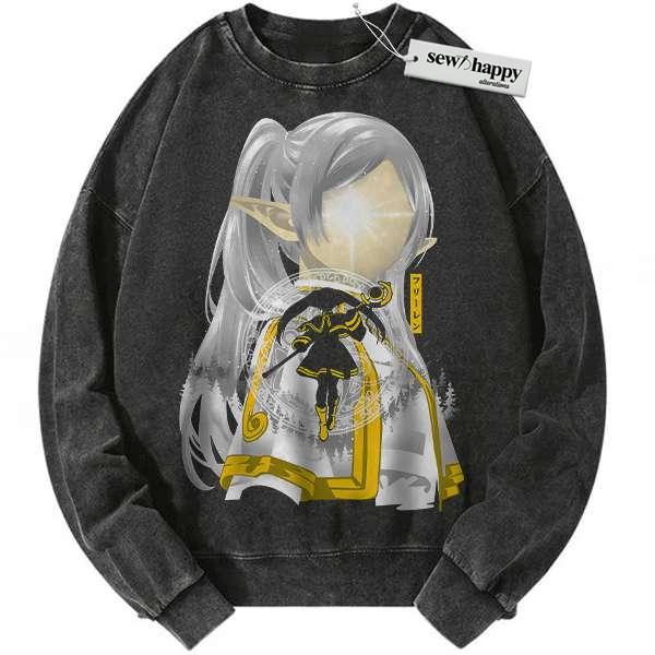 Wash Sweatshirt Frieren: Beyond Journey's End Sweatshirt, Anime Sweatshirt, Vintage Sweatshirt