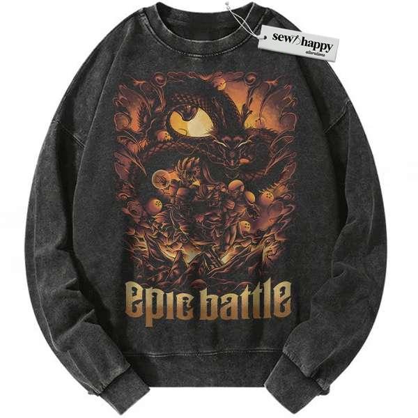 Wash Sweatshirt Frieza vs Son Goku Sweatshirt, Dragon Ball Sweatshirt, Anime Sweatshirt, Vintage Sweater