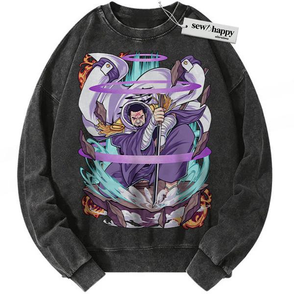 Wash Sweatshirt Fujitora Sweatshirt, Issho Sweatshirt, One Piece Sweatshirt, Anime Sweatshirt, Vintage Sweatshirt