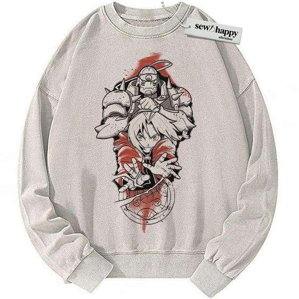 Wash Sweatshirt Fullmetal Alchemist Sweatshirt, Anime Sweatshirt, Vintage Sweater Wash Sweatshirt Fullmetal Alchemist Sweatshirt, Anime Sweatshirt, Vintage Sweater - Image 1