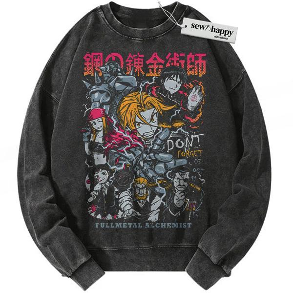 Wash Sweatshirt Fullmetal Alchemist Sweatshirt, Anime Sweatshirt, Vintage Sweatshirt