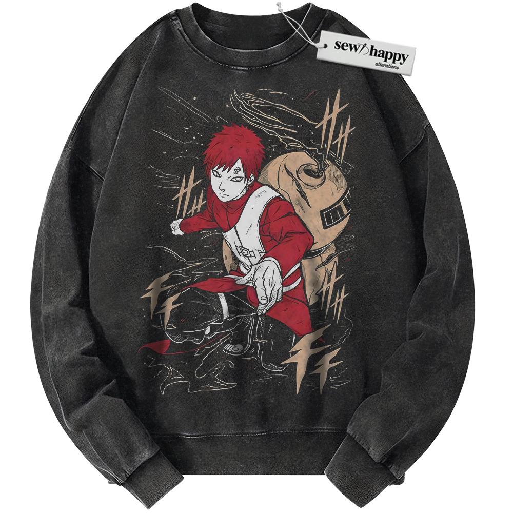 Wash Sweatshirt Gaara Sweatshirt, Naruto Sweatshirt, Anime Sweatshirt, Vintage Sweater