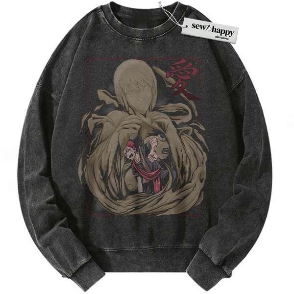 Wash Sweatshirt Gaara Sweatshirt, Naruto Sweatshirt, Anime Sweatshirt, Vintage Sweatshirt