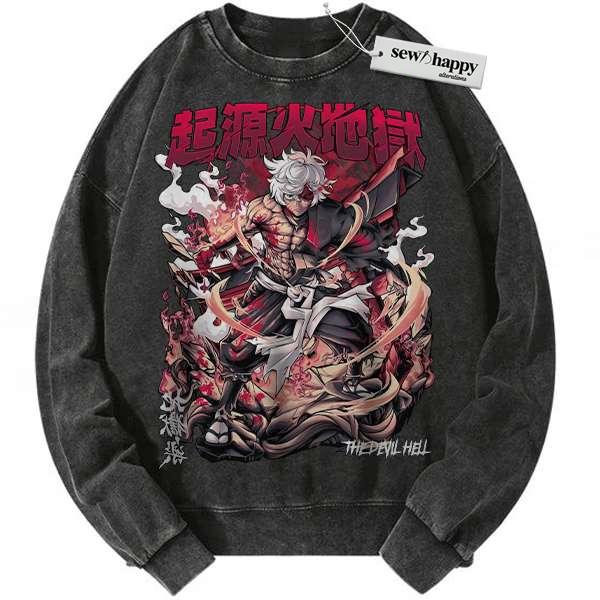 Wash Sweatshirt Gabimaru Sweatshirt, Hell’s Paradise Sweatshirt, Anime Sweatshirt, Vintage Sweatshirt