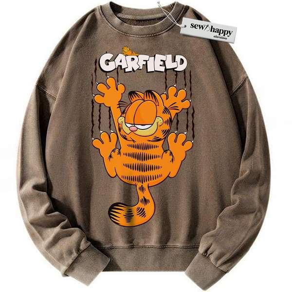 Wash Sweatshirt Garfield Sweatshirt, Animated Sweatshirt, Vintage Sweater
