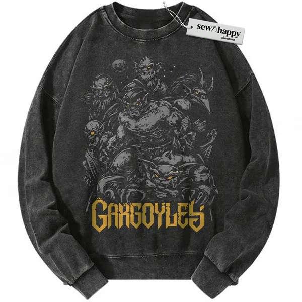 Wash Sweatshirt Gargoyles Sweatshirt, Animated Sweatshirt, Vintage Sweatshirt