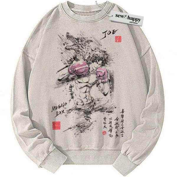 Wash Sweatshirt Gearless Joe Sweatshirt, Megalo Box Sweatshirt, Anime Sweatshirt, Vintage Sweatshirt
