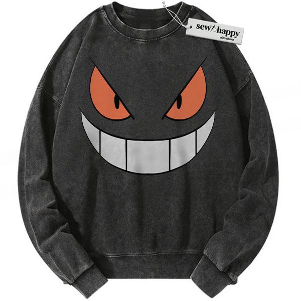 Wash Sweatshirt Gengar Sweatshirt, Pokemon Sweatshirt, Anime Sweatshirt, Vintage Sweatshirt