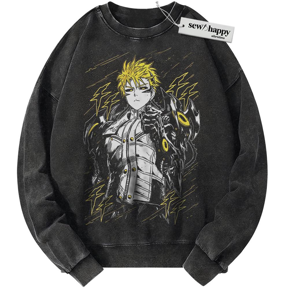 Wash Sweatshirt Genos Sweatshirt, One Punch Man Sweatshirt, Anime Sweatshirt, Vintage Sweater