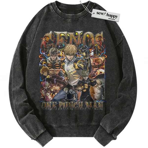 Wash Sweatshirt Genos Sweatshirt, One Punch Man Sweatshirt, Anime Sweatshirt, Vintage Sweater