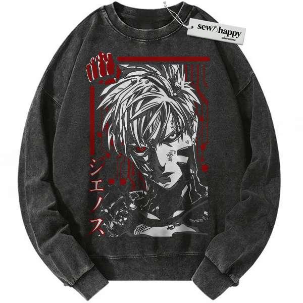 Wash Sweatshirt Genos Sweatshirt, One Punch Man Sweatshirt, Anime Sweatshirt, Vintage Sweatshirt