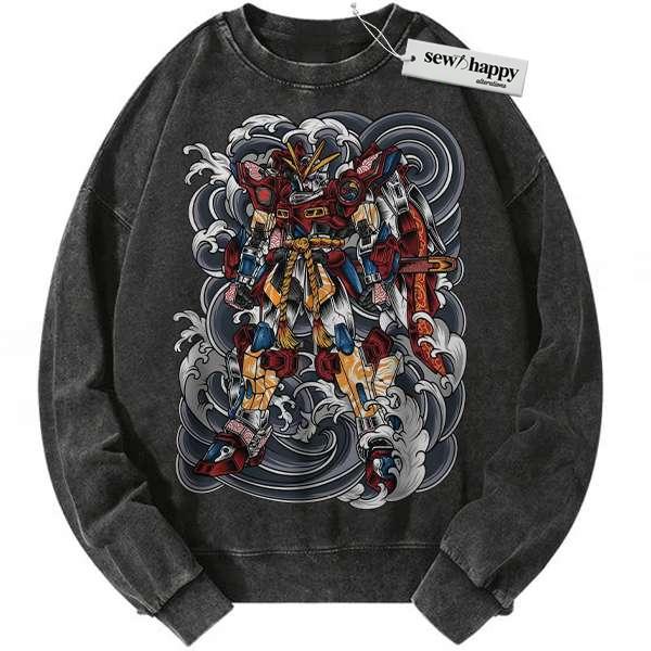 Wash Sweatshirt GF13-017NJII God Gundam Sweatshirt, Anime Sweatshirt, Vintage Sweater