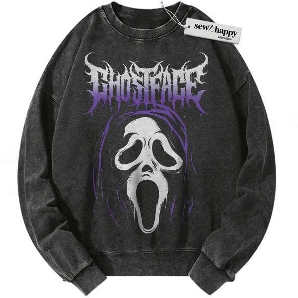 Wash Sweatshirt Ghostface Sweatshirt, Scream Sweatshirt, Halloween Sweatshirt, Horror Sweatshirt, Vintage Sweater