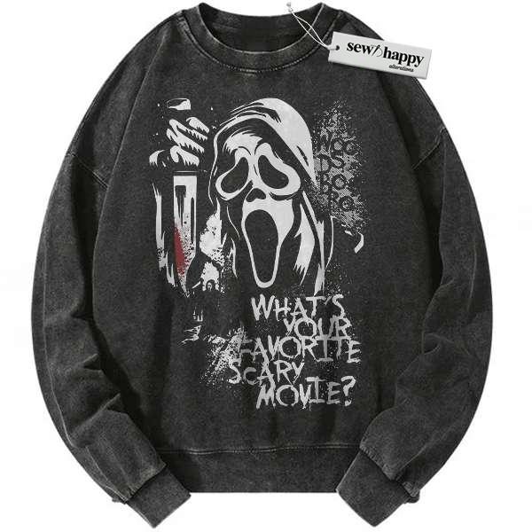 Wash Sweatshirt Ghostface Sweatshirt, Scream Sweatshirt, Halloween Sweatshirt, Horror Sweatshirt, Vintage Sweater