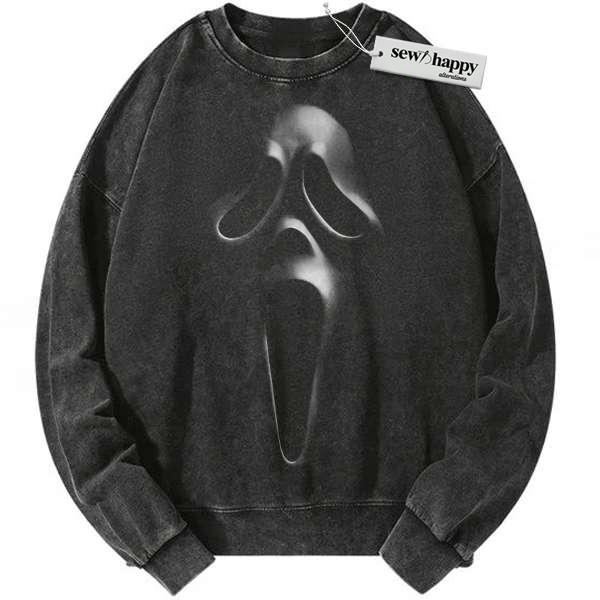Wash Sweatshirt Ghostface Sweatshirt, Scream Sweatshirt, Halloween Sweatshirt, Horror Sweatshirt, Vintage Sweater Wash Sweatshirt Ghostface Sweatshirt, Scream Sweatshirt, Halloween Sweatshirt, Horror Sweatshirt, Vintage Sweater - Image 1