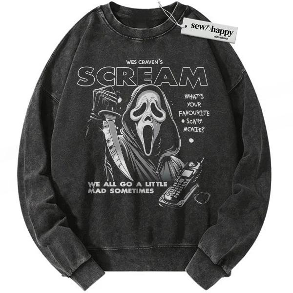 Wash Sweatshirt Ghostface Sweatshirt, Scream Sweatshirt, Halloween Sweatshirt, Horror Sweatshirt, Vintage Sweatshirt