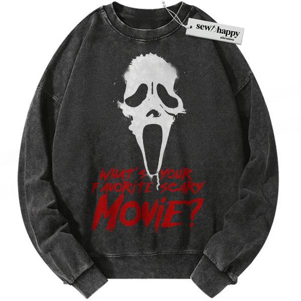 Wash Sweatshirt Ghostface Sweatshirt, Scream Sweatshirt, Halloween Sweatshirt, Horror Sweatshirt, Vintage Sweatshirt