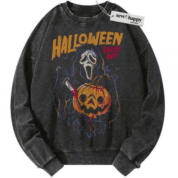 Wash Sweatshirt Ghostface Sweatshirt, Scream Sweatshirt, Halloween Sweatshirt, Horror Sweatshirt, Vintage Sweatshirt