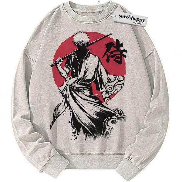 Wash Sweatshirt Gintoki Sakata Sweatshirt, Gintama Sweatshirt, Anime Sweatshirt, Vintage Sweater