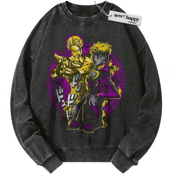 Wash Sweatshirt Giorno Giovanna Sweatshirt, JoJo's Bizarre Adventure Sweatshirt, Anime Sweatshirt, Vintage Sweatshirt