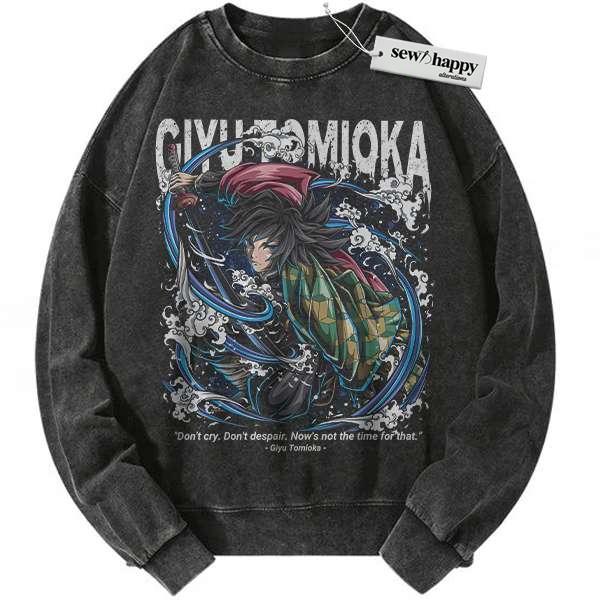 Wash Sweatshirt Giyu Tomioka Sweatshirt, Demon Slayer Sweatshirt, Anime Sweatshirt, Vintage Sweatshirt