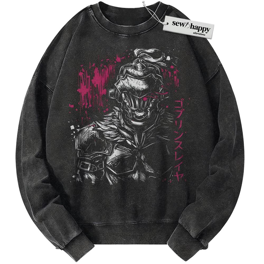 Wash Sweatshirt Goblin Slayer Sweatshirt, Anime Sweatshirt, Vintage Sweater
