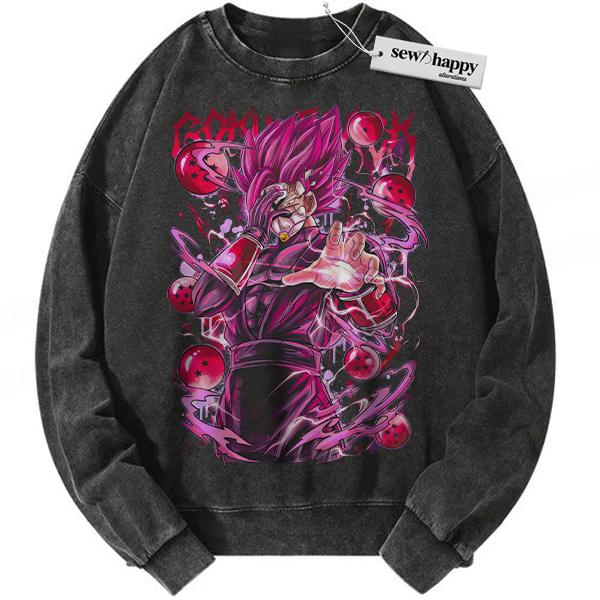 Wash Sweatshirt Goku Black Sweatshirt, Dragon Ball Sweatshirt, DBZ Sweatshirt, Anime Sweatshirt, Vintage Sweatshirt
