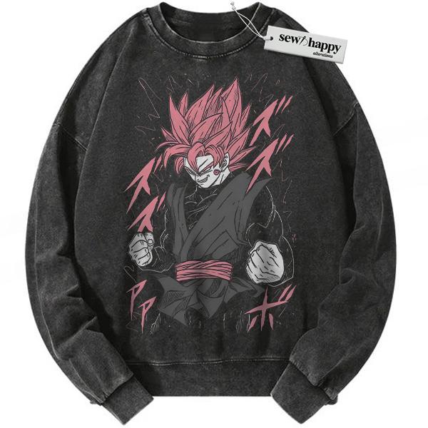 Wash Sweatshirt Goku Black Sweatshirt, Zamasu Sweatshirt, Dragon Ball Sweatshirt, Anime Sweatshirt, Vintage Sweatshirt