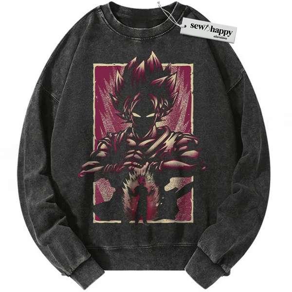 Wash Sweatshirt Goku Kaio-ken Sweatshirt, Dragon Ball Sweatshirt, DBZ Sweatshirt, Anime Sweatshirt, Vintage Sweatshirt