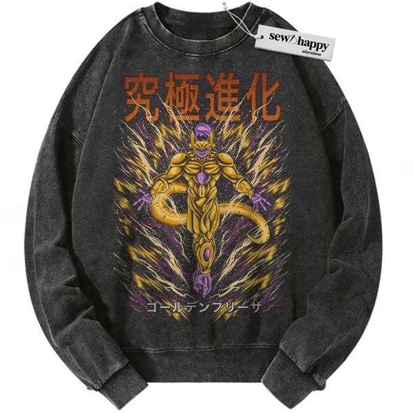 Wash Sweatshirt Golden Frieza Sweatshirt, Dragon Ball Sweatshirt, Anime Sweatshirt, Vintage Sweatshirt