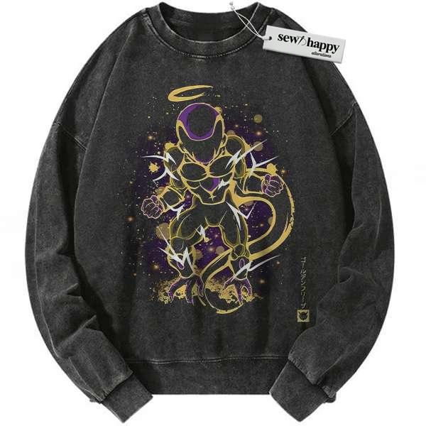 Wash Sweatshirt Golden Frieza Sweatshirt, Dragon Ball Sweatshirt, Anime Sweatshirt, Vintage Sweatshirt