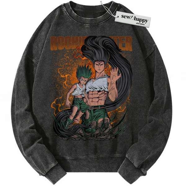 Wash Sweatshirt Gon Freecss Sweatshirt, Hunter x Hunter Sweatshirt, HxH Sweatshirt, Anime Sweatshirt, Vintage Sweater
