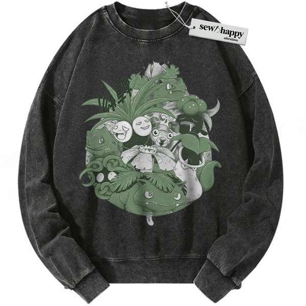 Wash Sweatshirt Grass Class Pokemon Sweatshirt, Anime Sweatshirt, Vintage Sweatshirt